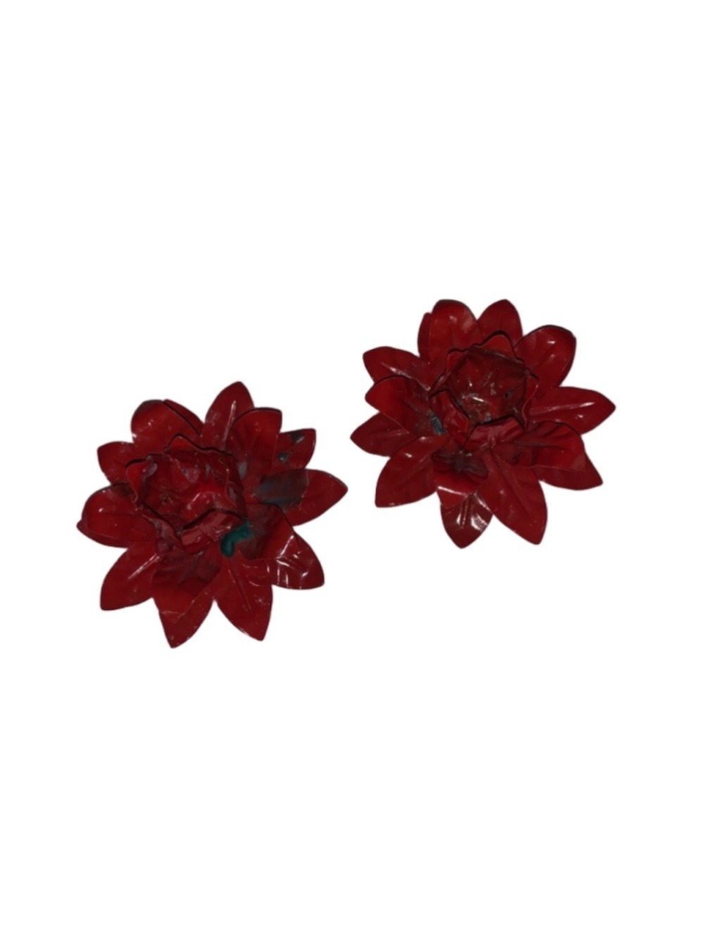 Red Metal Flower candle holders